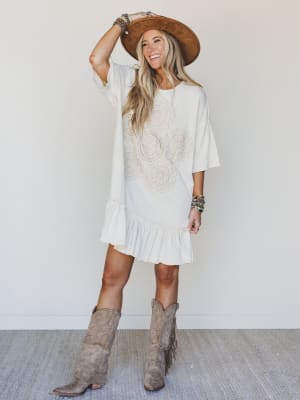 Vintage Flower Dress - Natural L / Natural