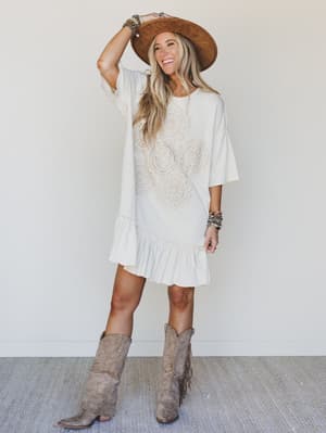 Vintage Flower Dress - Natural L / Natural