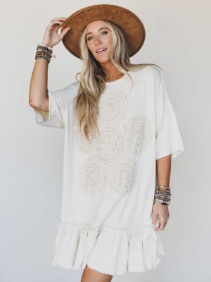 Vintage Flower Dress - Natural L / Natural