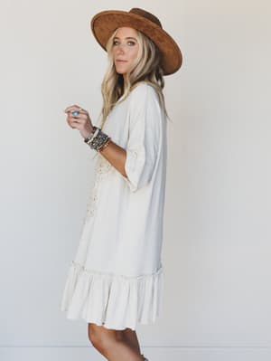 Vintage Flower Dress - Natural L / Natural