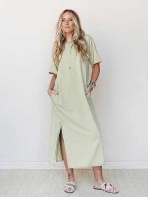 Skye Maxi Tee Dress - Sage M / Sage