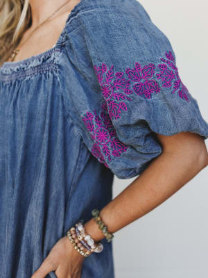 Petal Groove Dress - Washed Denim L / Washed Denim