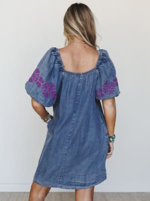 Petal Groove Dress - Washed Denim L / Washed Denim