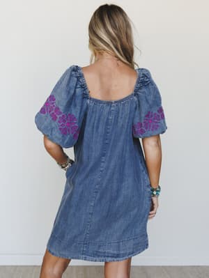 Petal Groove Dress - Washed Denim L / Washed Denim