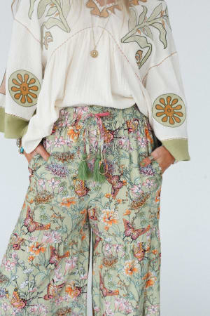 lani-wide-leg-pants-sage-green-butterfly-border-print/Sage Butterfly Border Print