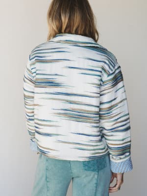 Cool Lines Jacket - Ivory Blue Green L / Ivory Blue Green