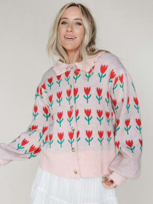 Sweet Petals Cardigan - Pink Red M/L / Pink Red