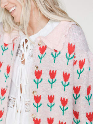 Sweet Petals Cardigan - Pink Red M/L / Pink Red