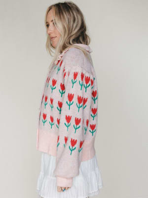 Sweet Petals Cardigan - Pink Red M/L / Pink Red