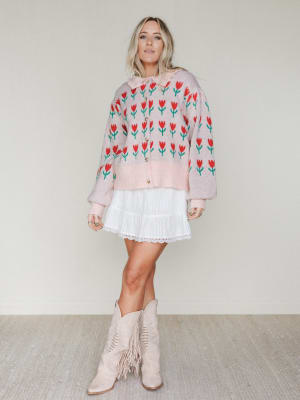 Sweet Petals Cardigan - Pink Red M/L / Pink Red
