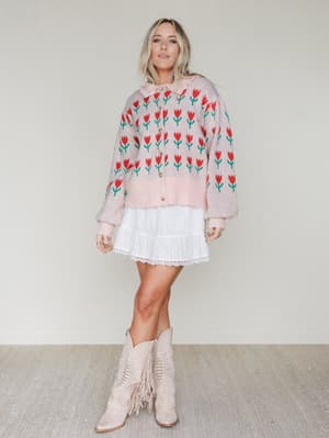 Sweet Petals Cardigan - Pink Red M/L / Pink Red