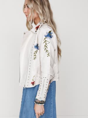 Brooklyn Embroidered Studded Jacket - Beige L / Beige