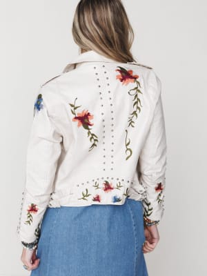 Brooklyn Embroidered Studded Jacket - Beige L / Beige