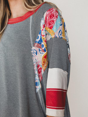 Britt Patchwork Top - Black XL