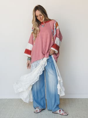 Britt Patchwork Top - Red XL