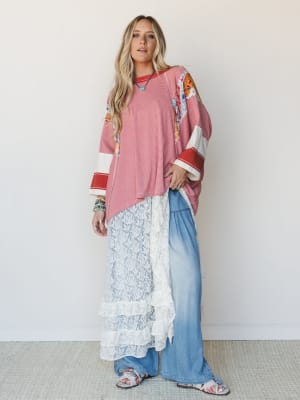 Britt Patchwork Top - Red XL