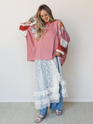 Britt Patchwork Top - Red XL