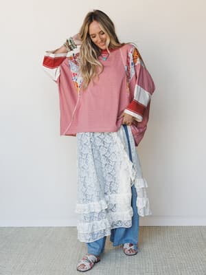 Britt Patchwork Top - Red XL