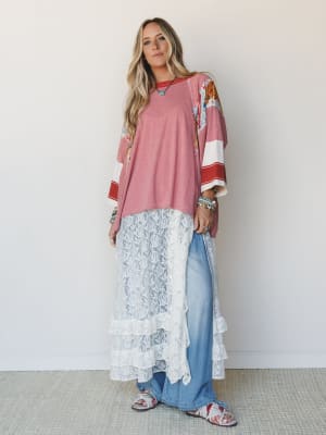 Britt Patchwork Top - Red XL