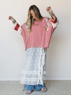 Britt Patchwork Top - Red XL