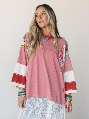 Britt Patchwork Top - Red XL