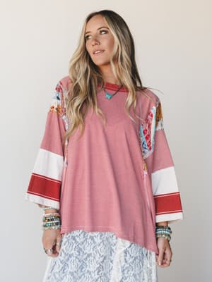 Britt Patchwork Top - Red XL