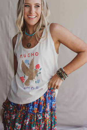 Doves Embrace Graphic Tank Top: undefined