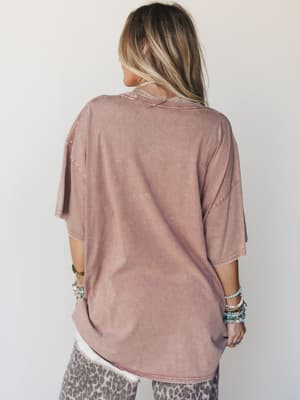 Jude Oversized Peace Sign Graphic Tee - Mauve XL