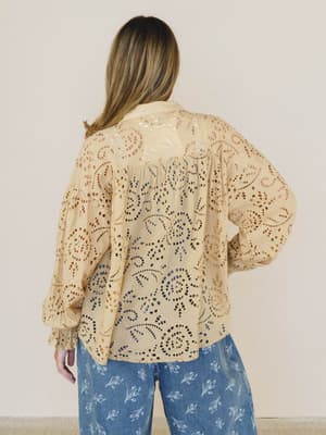 Soft Light Eyelet Blouse - Almond L / Almond