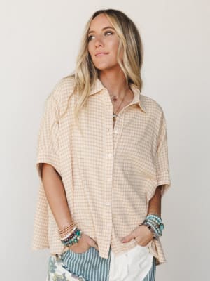 Poppy Button Down Blouse - Mustard L / Mustard