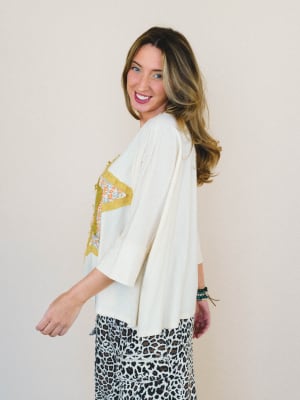 Floral Starburst Top - Cream M / Cream