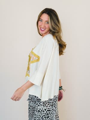 Floral Starburst Top - Cream M / Cream