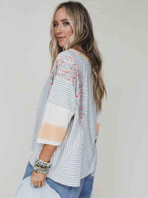 Brit Patchwork Top - Heather Gray L / Heather Gray