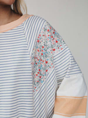 Brit Patchwork Top - Heather Gray L / Heather Gray