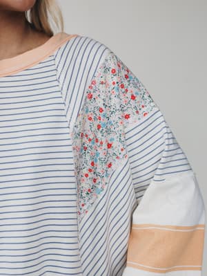 Brit Patchwork Top - Heather Gray L / Heather Gray
