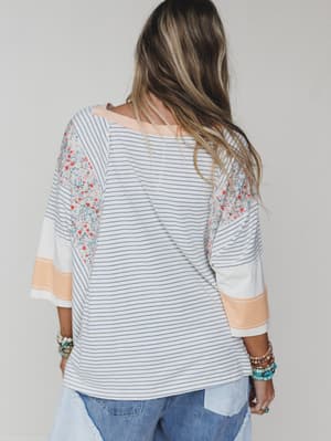 Brit Patchwork Top - Heather Gray L / Heather Gray