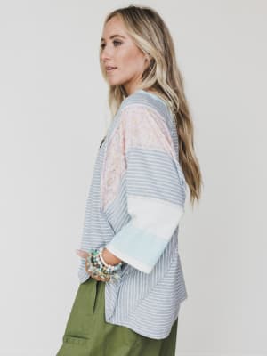 Brit Patchwork Top - Oat Blue L / Oat Blue