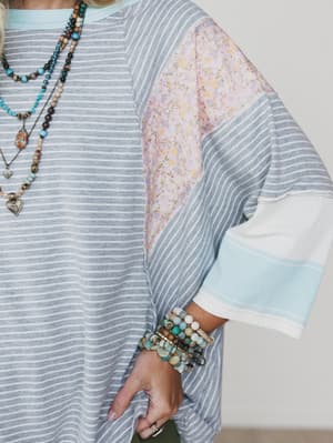 Brit Patchwork Top - Oat Blue L / Oat Blue
