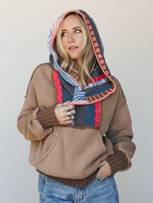 Nori Hoodie Pullover Top: nori-hoodie-pullover-top-mocha/Mocha