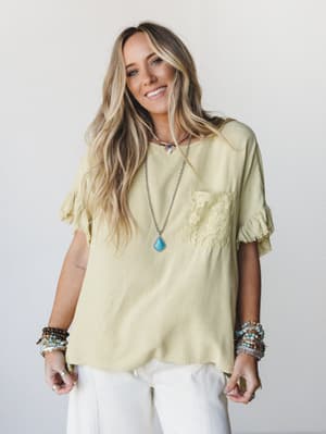 Zhara Lace Back Top - Green Tea S / Green Tea