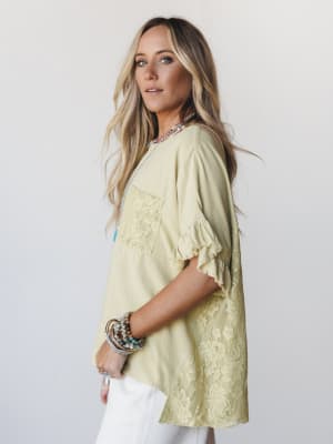 Zhara Lace Back Top - Green Tea S / Green Tea