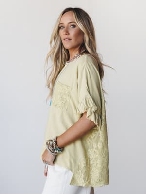 Zhara Lace Back Top - Green Tea S / Green Tea