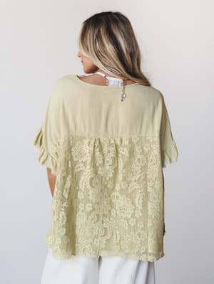 Zhara Lace Back Top - Green Tea S / Green Tea