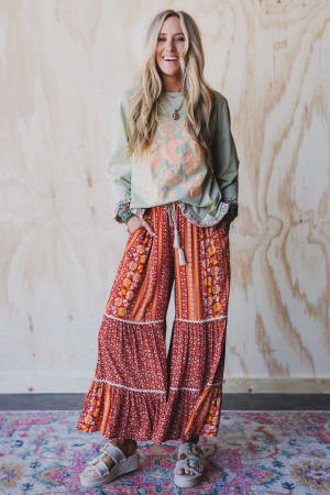 Kate Printed Wide Leg Pants: undefined