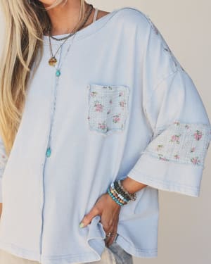 Top Notch Terry Knit Top - Blue L / Blue