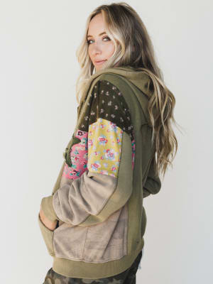 Stars on the Double Zip Up Hoodie - Faded Olive L / Faded Olive