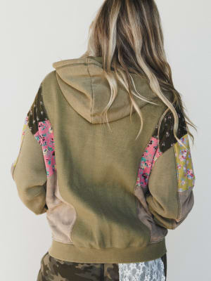 Stars on the Double Zip Up Hoodie  - Faded Olive L / Faded Olive