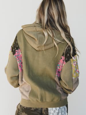 Stars on the Double Zip Up Hoodie - Faded Olive L / Faded Olive