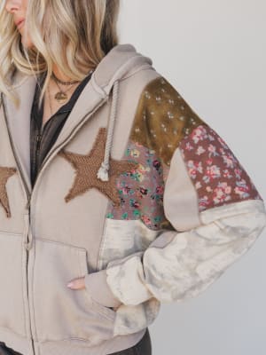 Stars on the Double Zip Up Hoodie - Mushroom L / Mushroom