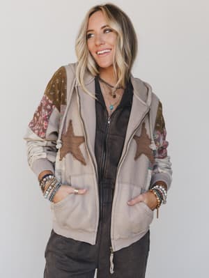 Stars on the Double Zip Up Hoodie - Mushroom L / Mushroom
